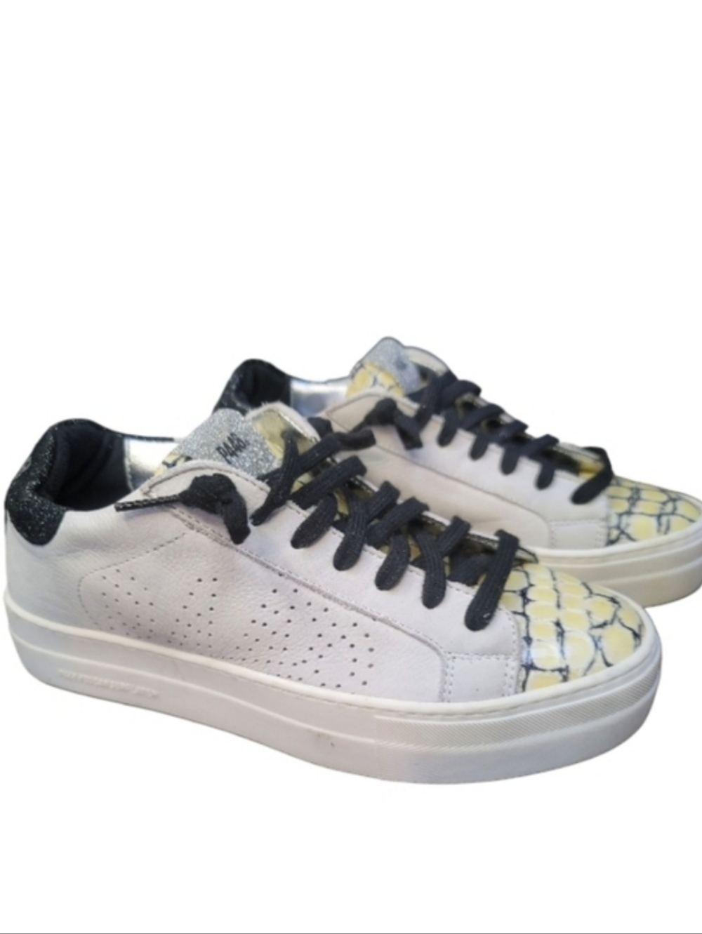 P448 Light Grey Suede Croc Embossed Platform Sneaker Size 37 US 7